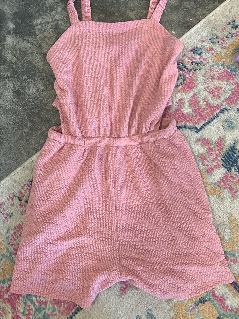 abercrombie kids Pink Textured Romper Set